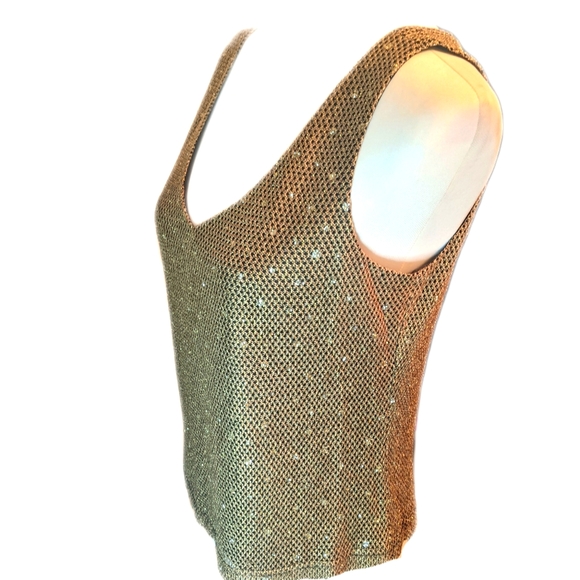 Jeffery & Dara Evenings by Tom Barra gold metallic tank top - lined sz 10 - Picture 2 of 5